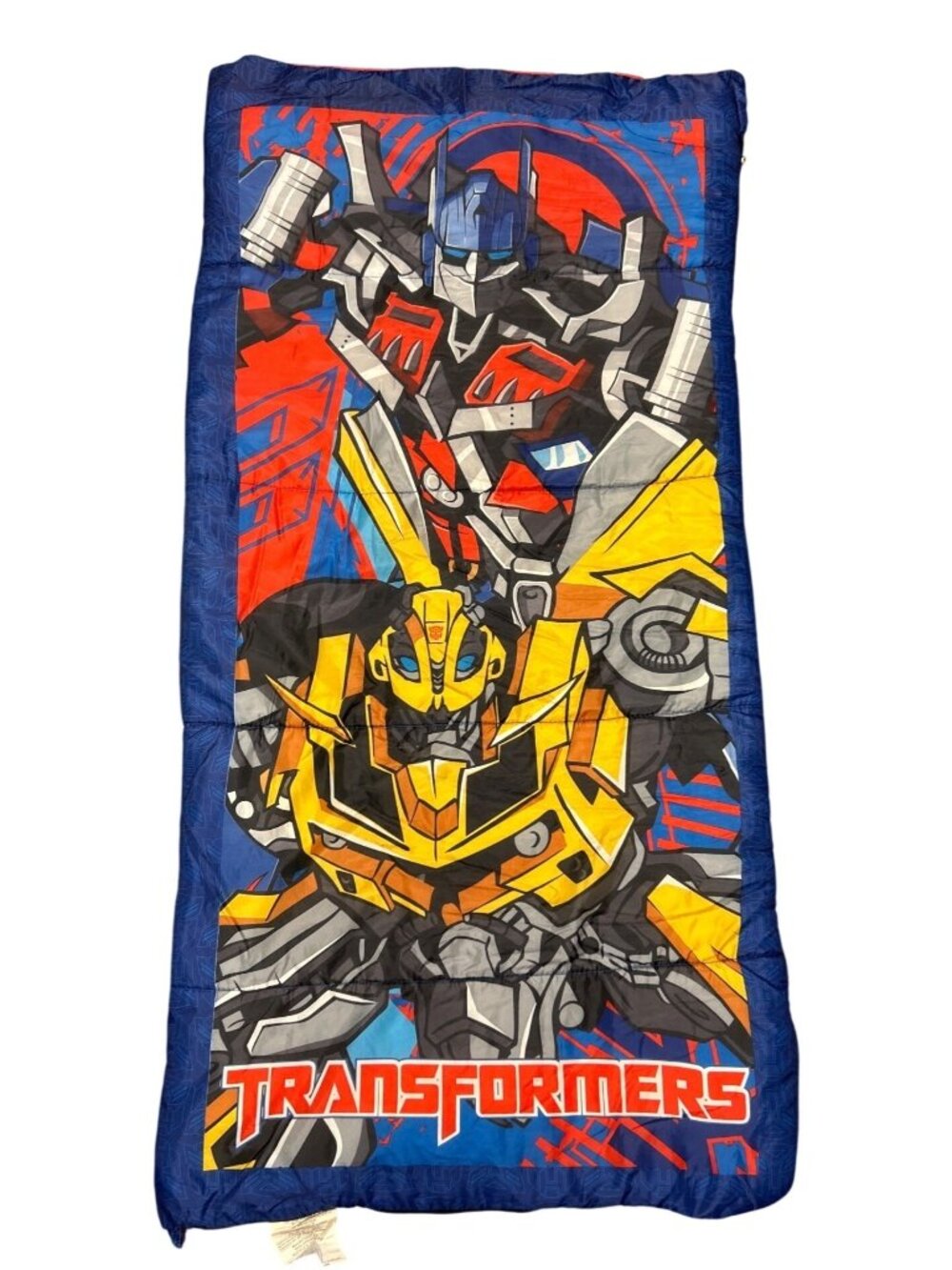 Transformers Optimus Prime Bumblebee Kids Sleeping Bag Red Blue Zip Up Camping